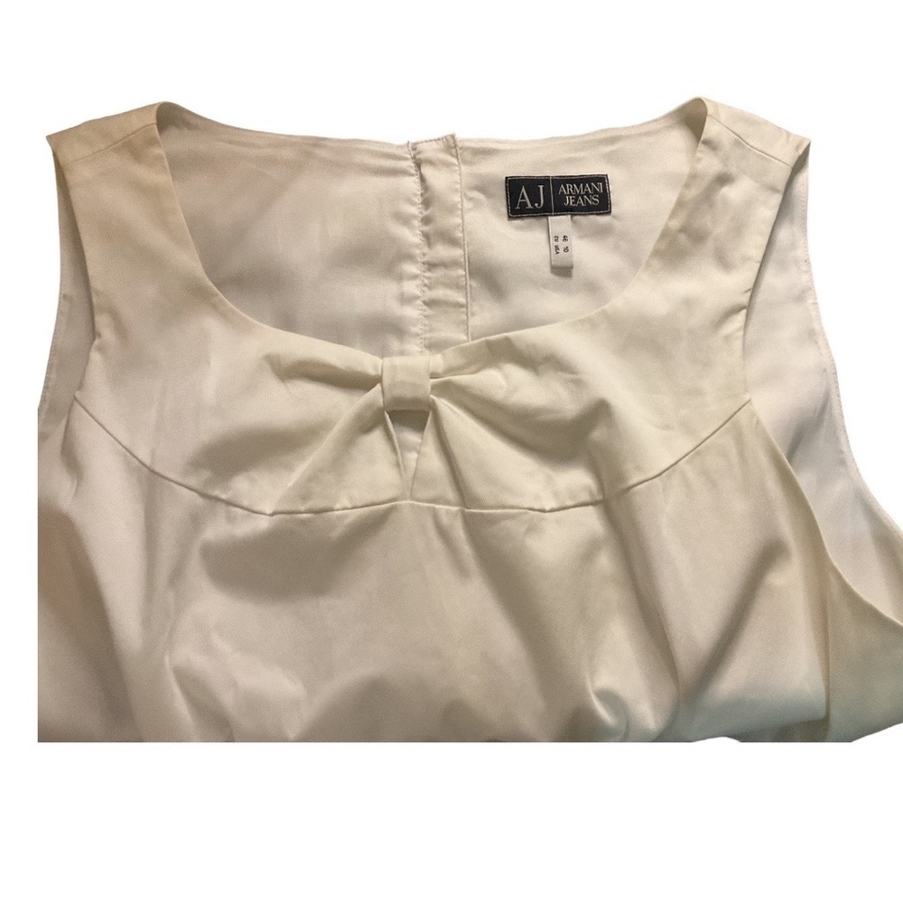 Armani JEANS ivory white stretch cotton knot detail neckline,exposed zip… - Picture 3 of 14